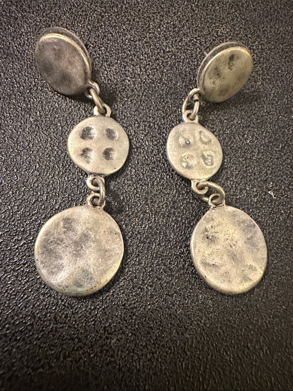 Chico's Antique Silver-Tone Triple Disc Dangle Earrings